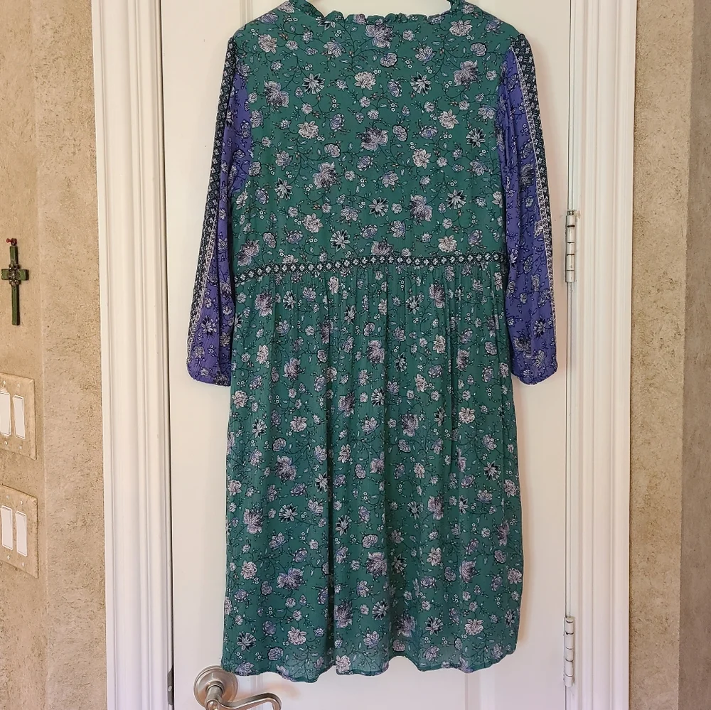 J. Jill Boho Mixed Print Long Sleeve Peasant Dress with Pockets Small - Picture 7 of 11